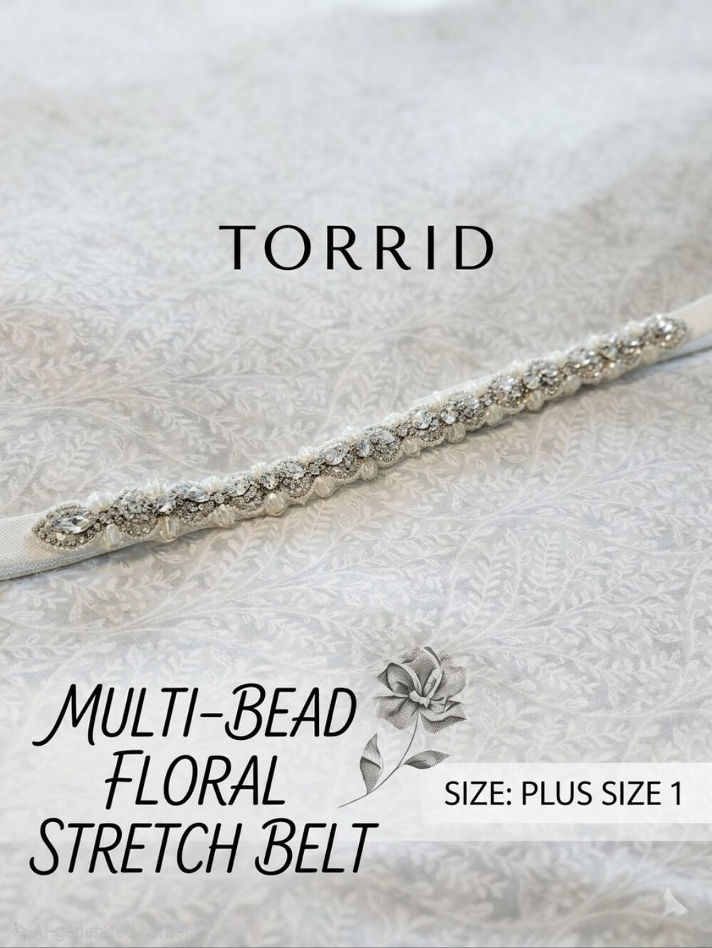 Torrid Multi-Bead Floral Stretch Belt, Plus Size 1